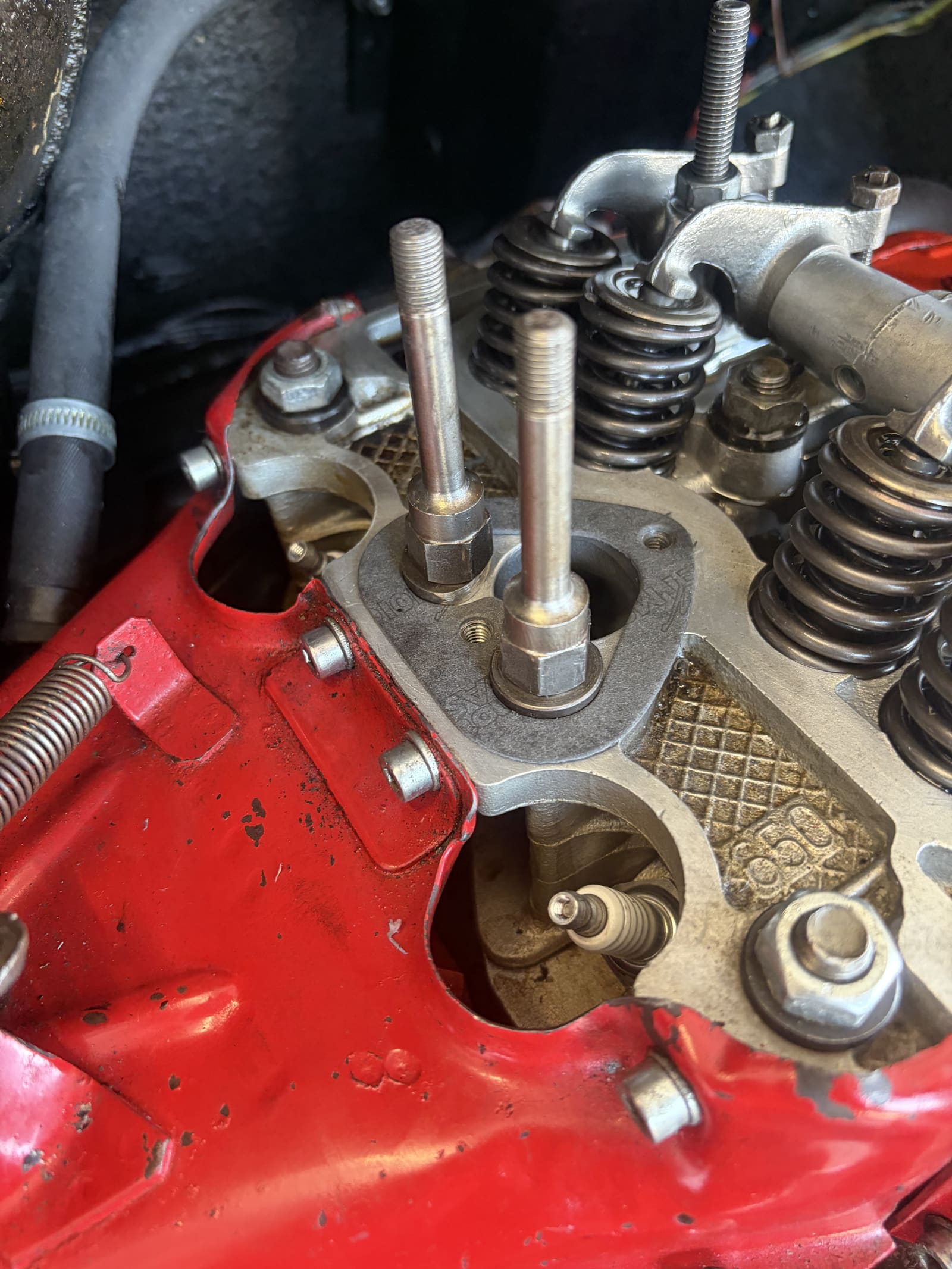 Cylinder head and valve springs mid-rebuild