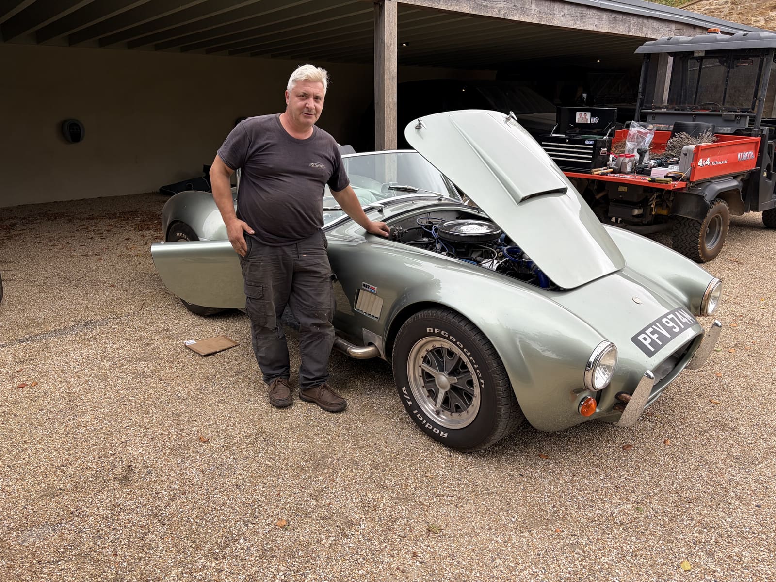 Michele Liggieri with a restored Shelby Cobra 427